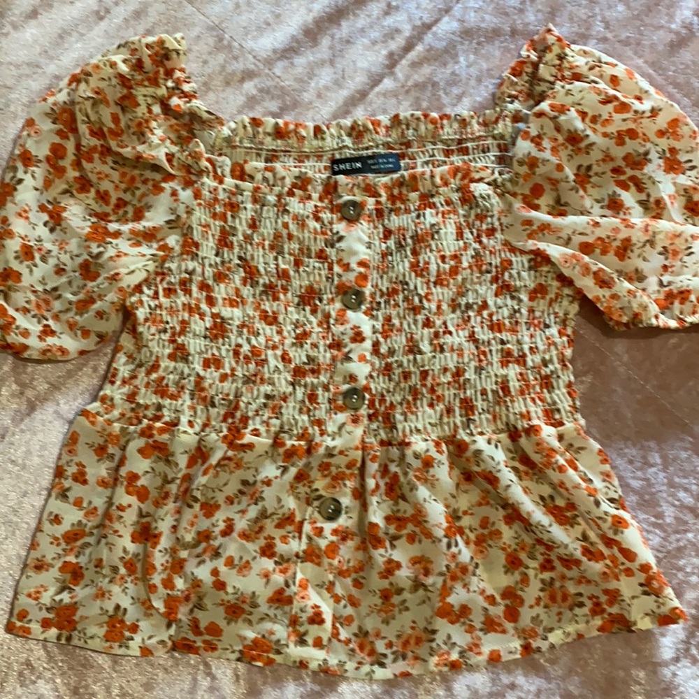 SHEIN flower smock top